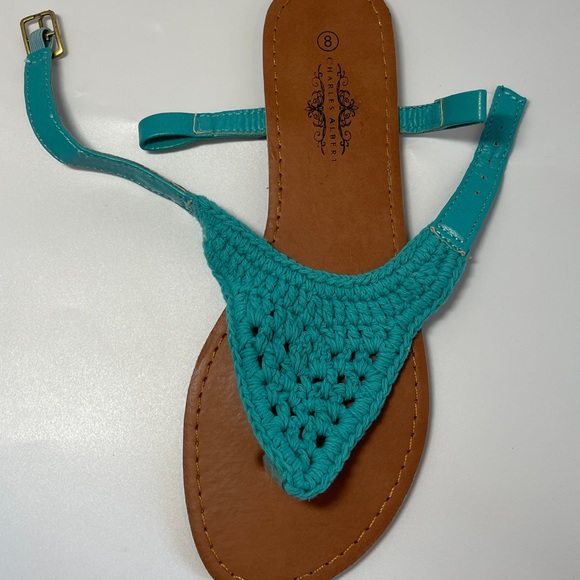 Women’s Charles Albert crochet turquoise sandals - Picture 7 of 7